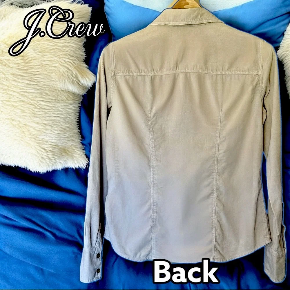 Like New 🌸 J Crew Tan Stretch Corduroy Button-Down Shirt ⭐️ Pearlized Snaps - Picture 13 of 15